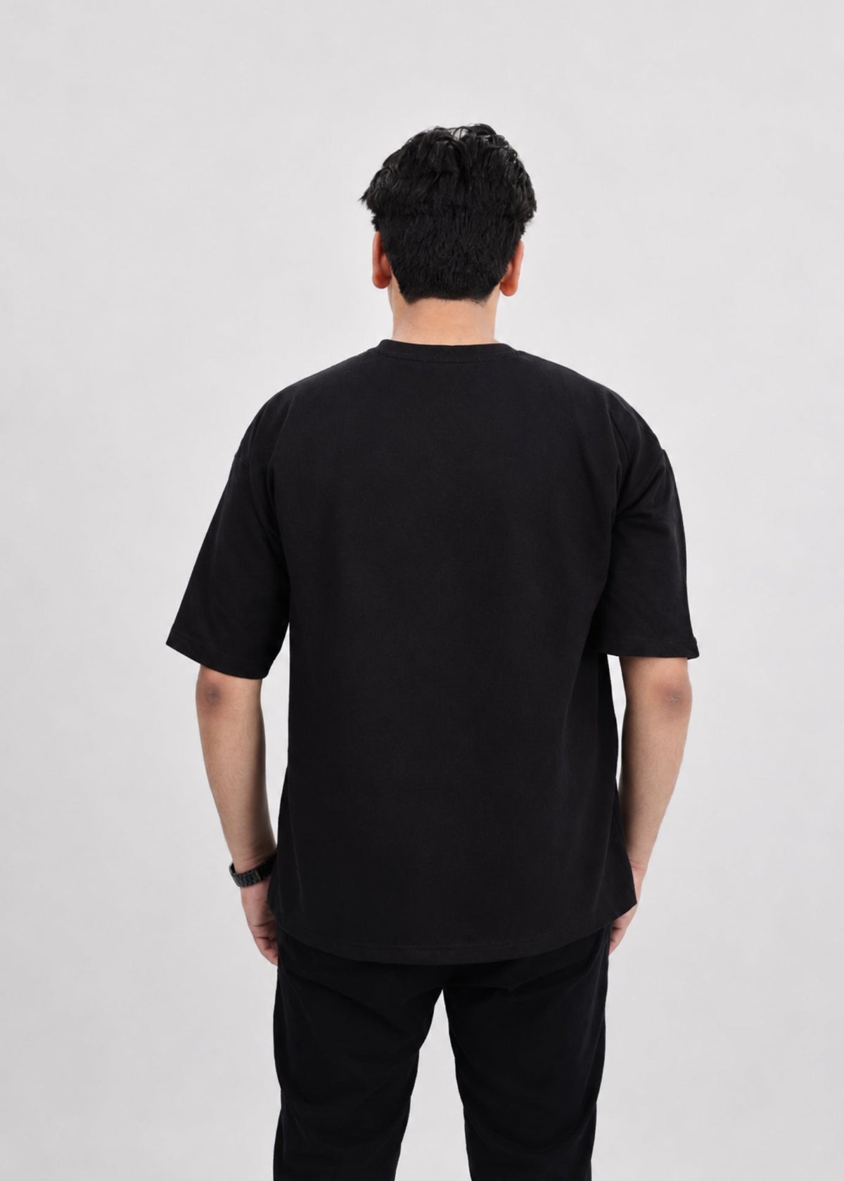 Embroidered Shadow Eyes Oversized T-Shirt - Black - RYVE