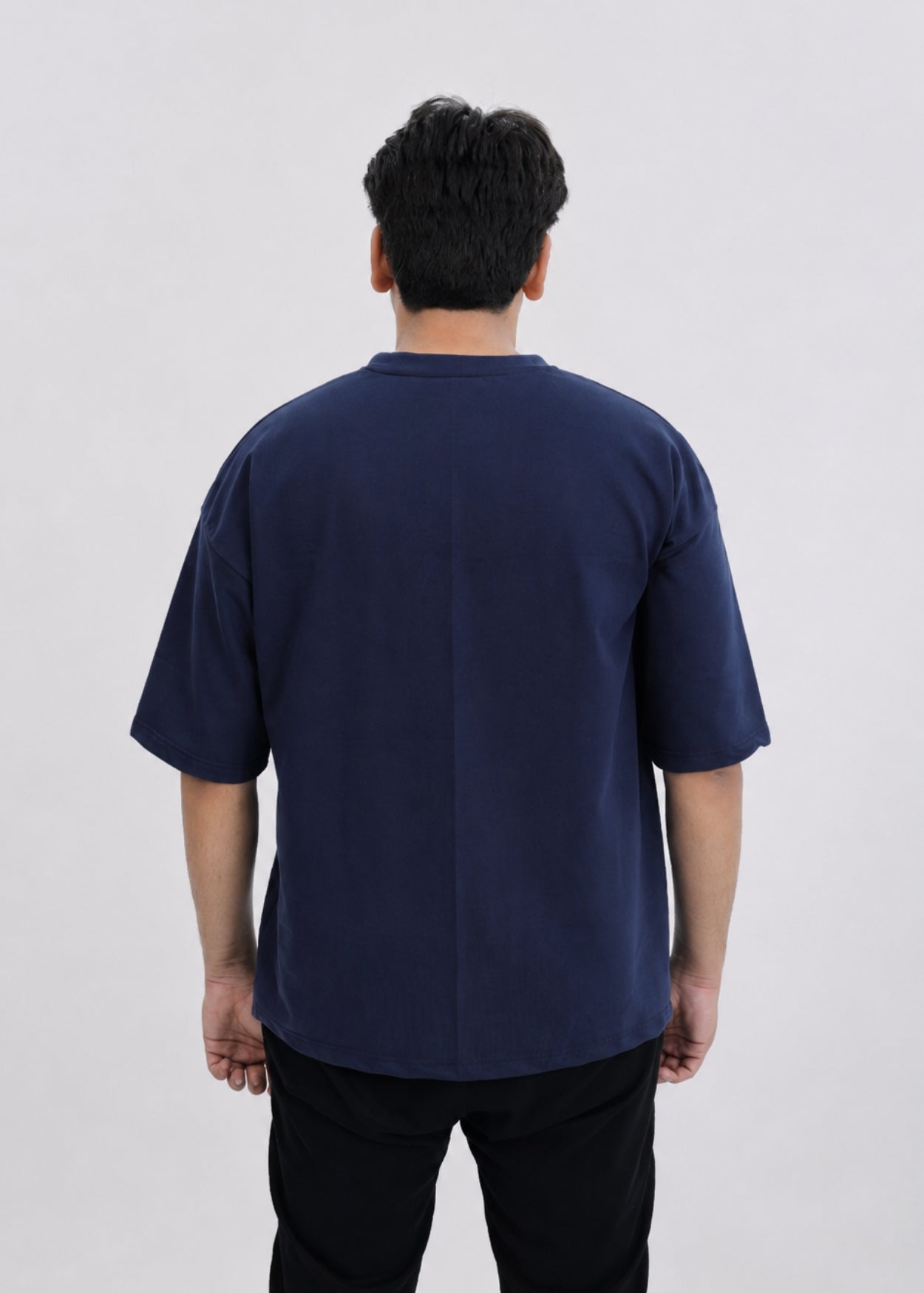 Embroidered Creation Touch Oversized T-Shirt – Navy Blue