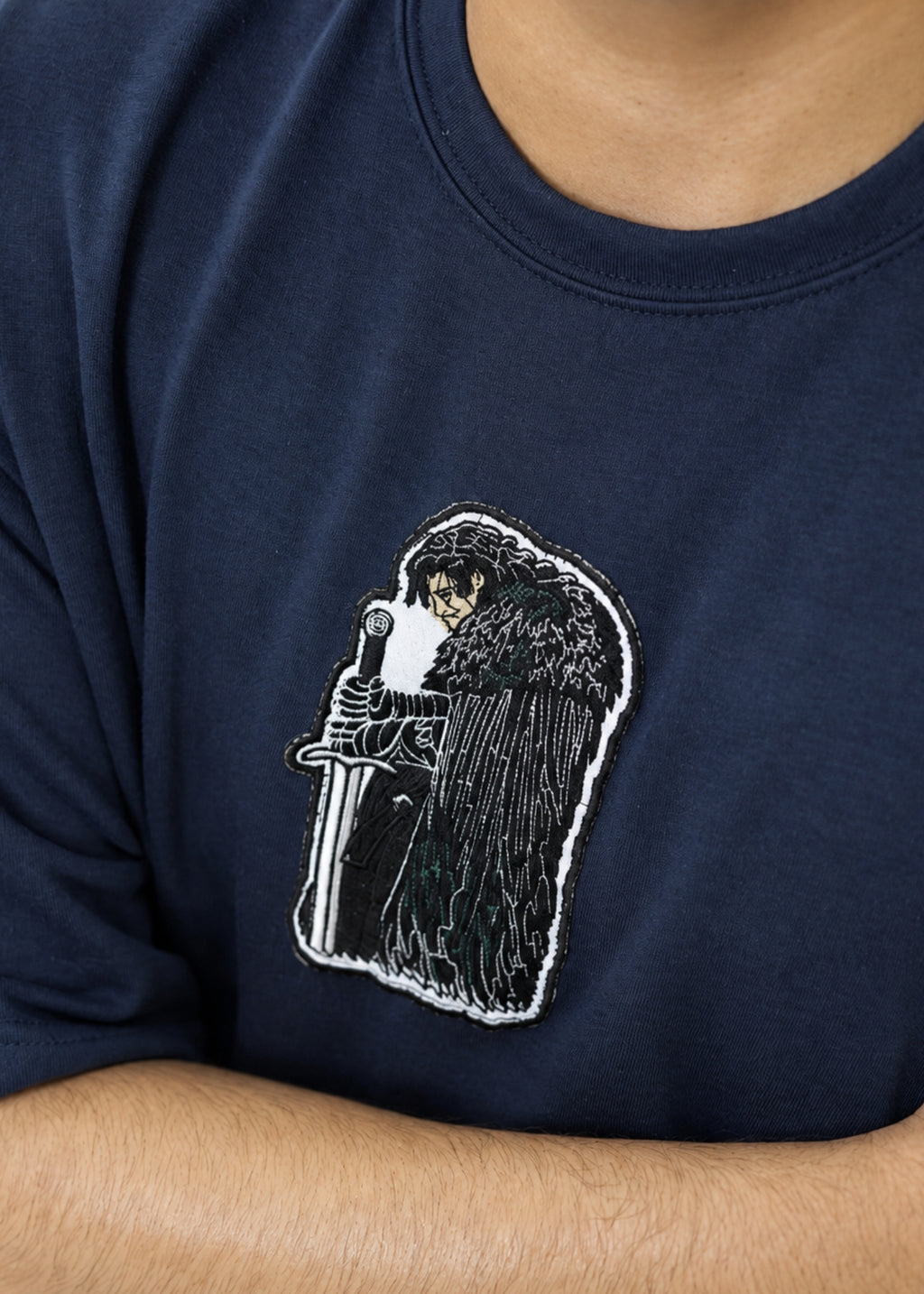 Embroidered Jon Snow GOT Oversized T-Shirt – Dark Navy Blue