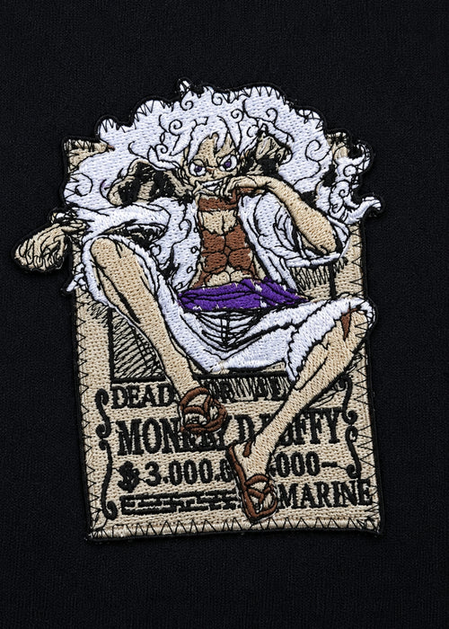 Embroidered Monkey D. Luffy Oversized T-Shirt - Black