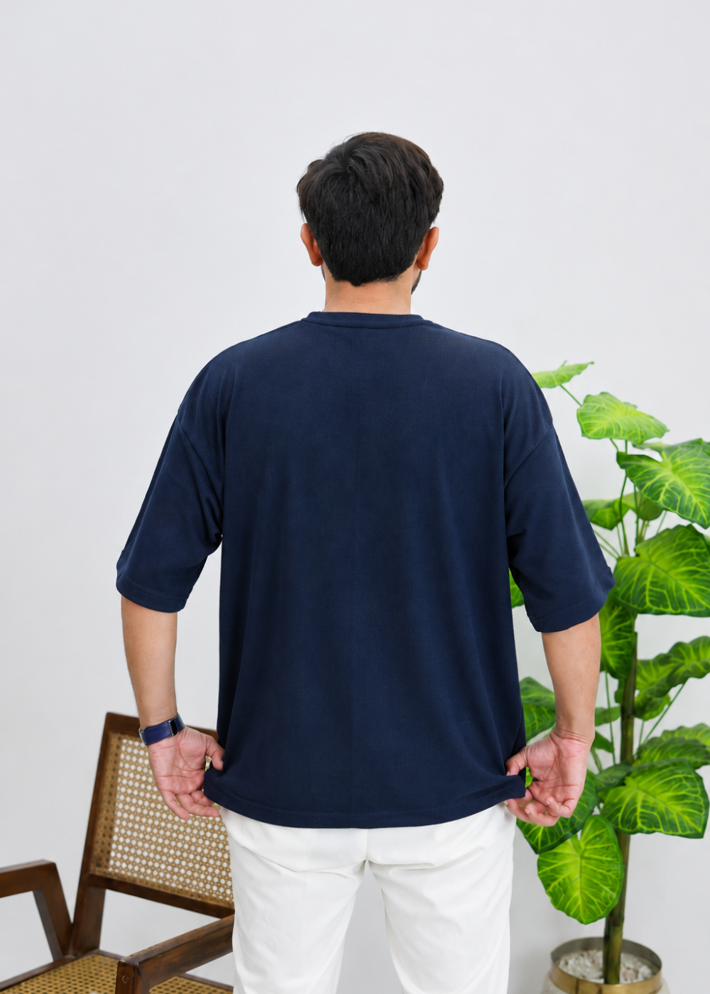 Pain Embroidered Oversized T-Shirt – Navy Blue