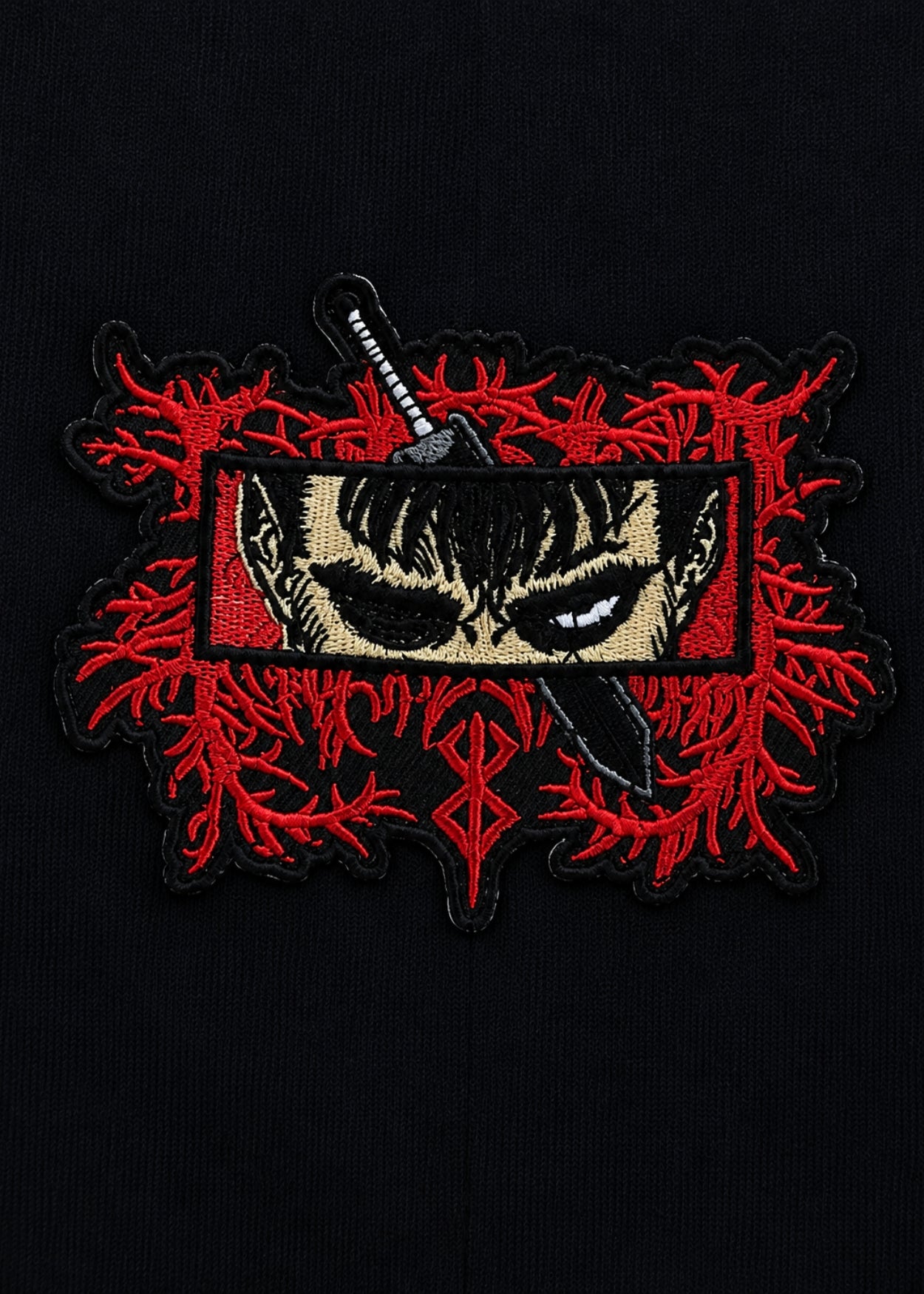 Embroidered Shadow Eyes Oversized T-Shirt - Black